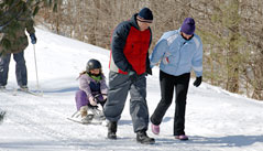 Hawk maintains a dedicated, lighted, groomed sledding hill far enough from the roads to ensure safe participation.